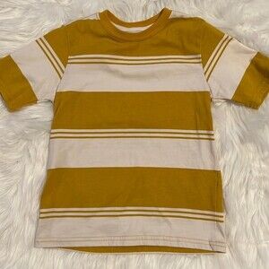 Boys Yellow Striped Tee Shirt Size Small 6/7